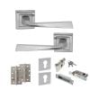 STATUS California Door Handle Pack (Euro Lock Set - 2.5" CE Sashlock, 4" Slim Knuckle Hinges x2) - Satin Chrome