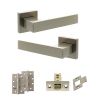 Senza Pari Panetti Door Handle Pack (Latch Set - 2.5" CE Latch, 4" Slim Knuckle Hinges x2) - Satin Nickel