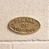 Beware Of The Dog Door Plate Polished Brass