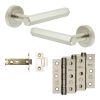 Complete Hex Door Handle Pack - Internal Doors - Satin Nickel - 76mm / 3-inch Hinges - JE-C3B-SN