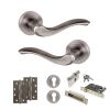 Old English Warwick Door Handle Pack (Euro Lock Set - 2.5" CE Sashlock, 4" Slim Knuckle Hinges x2) - Matt Gun Metal