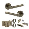 STATUS Nebraska Door Handle Pack (Euro Lock Set - 2.5" CE Sashlock, 4" Fire Rated Hinges x3) - Antique Brass