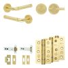 Complete Midtown Door Handle Pack - Heavy Duty Tubular Bathroom (Plain Thumb Turn) - Satin Brass - 102mm / 3-inch Hinges - JE-G32B2-SB