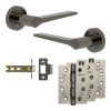 Complete Gio Door Handle Pack - Internal Doors - Black Nickel - 76mm / 4-inch Hinges - JE-E3A-BN