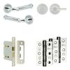 Complete Classic Door Handle Pack - Bathroom Lock (Plain Thumb Turn) - Polished Chrome - 76mm / 3-inch Hinges - JE-A6B2-PC