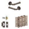 Complete Classic Door Handle Pack - Heavy Duty Latch - Dark Bronze - 64mm / 3-inch Hinges - JE-A20B-DB