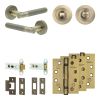 Complete Venice Door Handle Pack - Heavy Duty Tubular Bathroom (Standard Thumb Turn) - Antique Brass - 76mm / 4-inch Hinges - JE-F31A3-AB
