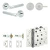 Complete Venice Door Handle Pack - Heavy Duty Tubular Bathroom (Plain Thumb Turn) - Polished Chrome - 102mm / 4-inch Hinges - JE-F32A2-PC