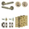 Complete Bloom Door Handle Pack - Heavy Duty Tubular Bathroom (Standard Thumb Turn) - Antique Brass - 76mm / 4-inch Hinges - JE-B31A3-AB