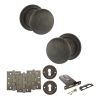 Old English Harrogate Door Knob Pack (Lock Set - Horizontal Sashlock, 4" Fire Rated Hinges x3) - Urban Bronze