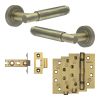 Complete Bloom Door Handle Pack - Internal Doors - Antique Brass - By Frelan Hardware - JE-B1A-AB