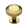Heritage Brass Cabinet Knob Ridge Design with Rose 32mm Polished Brass finishUK Registered Design Number 6194410