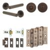 Complete Hex Door Handle Pack - Heavy Duty Tubular Bathroom (Standard Thumb Turn) - Dark Bronze - 64mm / 3-inch Hinges - JE-C30B3-DB