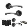 STATUS Colorado Door Handle Pack (Bathroom Set - 3" CE Bathroom Lock, 4" Fire Rated Hinges x3) - Matt Black