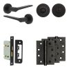 Complete Gio Door Handle Pack - Bathroom Lock (Standard Thumb Turn) - Matt Black - 65mm / 4-inch Hinges - JE-E5A3-MB