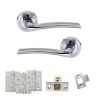 STATUS Indiana Door Handle Pack (Latch Set - 3" CE Latch, 4" Fire Rated Hinges x3) - Satin Chrome/Polished Chrome