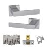 Senza Pari Panetti Door Handle Pack (Latch Set - 2.5" CE Latch, 4" Fire Rated Hinges x3) - Polished Chrome