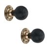Ebonised Beehive Rim/Mortice Door Knob Aged Brass