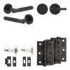 Complete Venice Door Handle Pack - Heavy Duty Tubular Bathroom (Plain Thumb Turn) - Matt Black - 102mm / 3-inch Hinges - JE-F32B2-MB