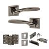 STATUS Oklahoma Door Handle Pack (Euro Lock Set - 2.5" CE Sashlock, 3" Fire Rated Hinges x3) - Black Nickel