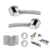STATUS Florida Door Handle Pack (Euro Lock Set - 2.5" CE Sashlock, 3" Fire Rated Hinges x3) - Satin Chrome/Polished Chrome