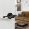 Old English Warwick Lever Door Handle on Round Rose - Matt Black (Pair)