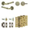 Complete Midtown Door Handle Pack - Heavy Duty Tubular Bathroom (Knurled Thumb Turn) - Antique Brass - 76mm / 4-inch Hinges - JE-G31A1-AB