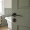 Complete Gio Door Handle Pack - Bathroom Lock (Standard Thumb Turn) - Dark Bronze - 76mm / 3-inch Hinges - JE-E6B3-DB