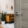 Eco Wave Door Handle Pack (Latch Set - 2.5" CE Latch, 3" Fire Rated Hinges x3) - Polished Chrome