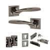 STATUS Oklahoma Door Handle Pack (Euro Lock Set - 2.5" CE Sashlock, 4" Slim Knuckle Hinges x2) - Black Nickel