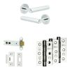 Complete Hex Door Handle Pack - Heavy Duty Latch - Polished Chrome - 102mm / 3-inch Hinges - JE-C22B-PC