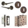 Complete Gio Door Handle Pack - Sashlock - Dark Bronze - 65mm / 4-inch Hinges - JE-E7A8-DB