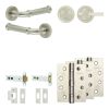 Complete Classic Door Handle Pack - Heavy Duty Tubular Bathroom (Plain Thumb Turn) - Satin Nickel - 102mm / 4-inch Hinges - JE-A32A2-SN