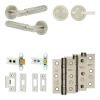 Complete Bloom Door Handle Pack - Heavy Duty Tubular Bathroom (Plain Thumb Turn) - Satin Nickel - 64mm / 3-inch Hinges - JE-B30B2-SN