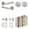 Complete Classic Door Handle Pack - Heavy Duty Tubular Bathroom (Standard Thumb Turn) - Satin Nickel - 76mm / 3-inch Hinges - JE-A31B3-SN