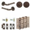 Complete Midtown Door Handle Pack - Heavy Duty Tubular Bathroom (Standard Thumb Turn) - Dark Bronze - 102mm / 3-inch Hinges - JE-G32B3-DB
