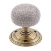 Zoo Hardware Porcelain Mortice Knob on Round Rose - Ivory Crackle - Face Fix - Bronze