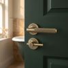 Complete Bari Door Handle Pack - Bathroom Lock (Plain Thumb Turn) - Antique Brass - 65mm / 4-inch Hinges - JE-D5A2-AB