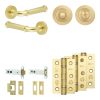 Complete Classic Door Handle Pack - Heavy Duty Tubular Bathroom (Standard Thumb Turn) - Satin Brass - 102mm / 3-inch Hinges - JE-A32B3-SB