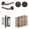 Complete Midtown Door Handle Pack - Bathroom Lock (Standard Thumb Turn) - Dark Bronze - 76mm / 3-inch Hinges - JE-G6B3-DB