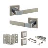 STATUS Montana Door Handle Pack (3 Lever Lock Set - 3" CE Sashlock, 3" Fire Rated Hinges x3) - Satin Nickel/Polished Chrome