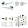 Complete Gio Door Handle Pack - Heavy Duty Tubular Bathroom (Plain Thumb Turn) - Polished Chrome - 76mm / 4-inch Hinges - JE-E31A2-PC