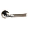 STATUS Dakota Lever Door Handle on Round Rose - Black Nickel/Polished Chrome (Pair)
