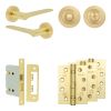 Complete Gio Door Handle Pack - Bathroom Lock (Standard Thumb Turn) - Satin Brass - 76mm / 4-inch Hinges - JE-E6A3-SB