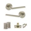 STATUS Alabama Door Handle Pack (Latch Set - 2.5" CE Latch, 4" Slim Knuckle Hinges x2) - Satin Nickel