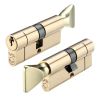 Zoo Hardware V5 70mm Euro Cylinder and Turn Keyed to Differ - Brass