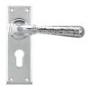Polished Chrome Hammered Newbury Lever Euro Lock Set