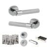 Senza Pari Andretta Door Handle Pack (Bathroom Set - 2.5" CE Bathroom Lock, 4" Fire Rated Hinges x3) - Polished Chrome