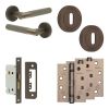Complete Bari Door Handle Pack - Sashlock - Dark Bronze - 65mm / 4-inch Hinges - JE-D7A8-DB