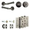 Complete Classic Door Handle Pack - Heavy Duty Tubular Bathroom (Standard Thumb Turn) - Black Nickel - 102mm / 4-inch Hinges - JE-A32A3-BN